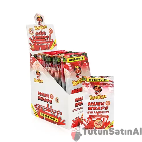Honeypuff Organic Wraps Çilek aromalı sarma kağıdı 1 Honeypuff Organic Wraps Çilek aromalı sarma kağıdı