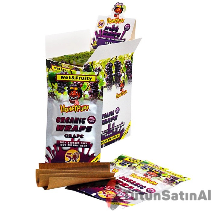 Honeypuff Organic Wraps Grape (Üzüm) Aromalı Sarma Kağıdı 1 Honeypuff Organic Wraps Grape